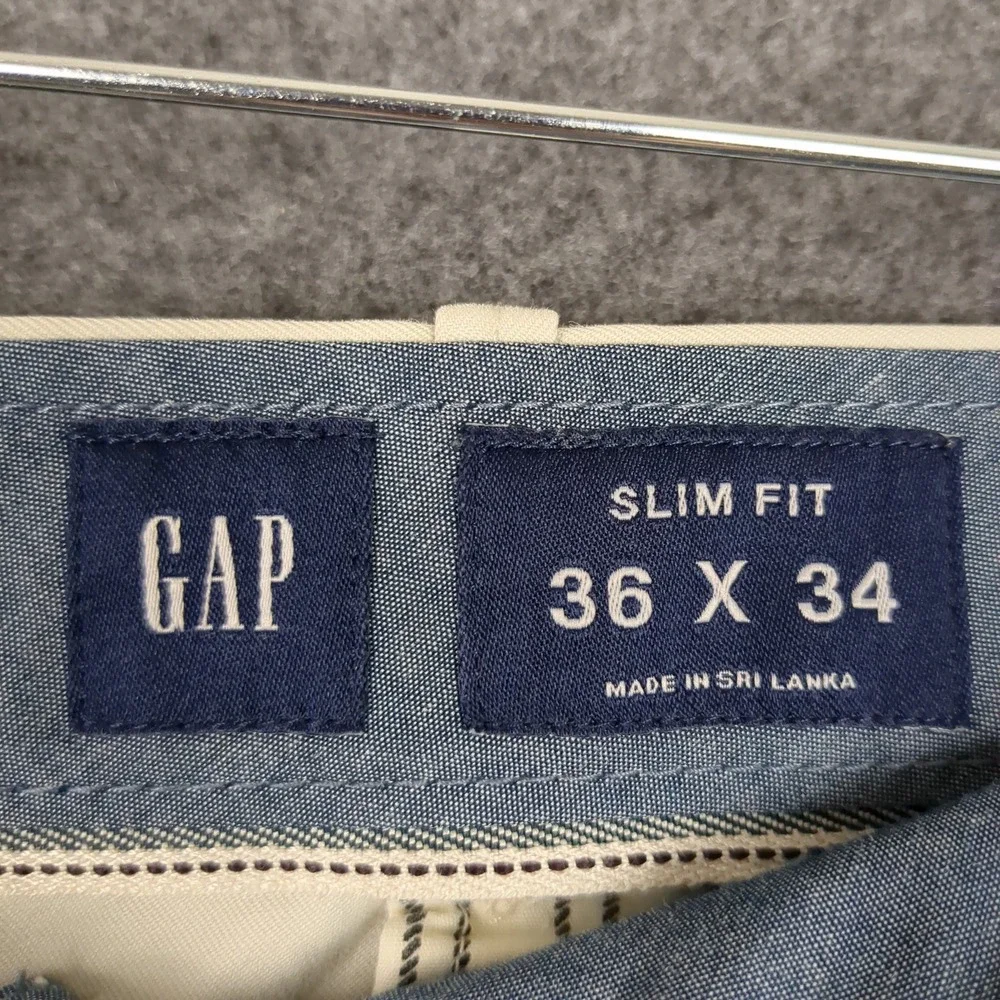 GAP Slim Fit Khaki Chinos Pants Mens Size 36‎ x 34 Flat Front Casual Cotton